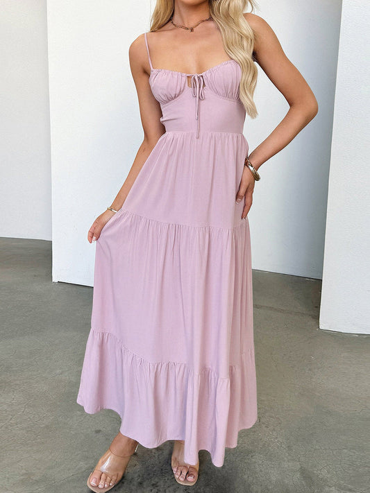 Women’s Summer Spaghetti Strap Maxi Dress – Elegant High-Waist Long Dress (S-XL Sizes)