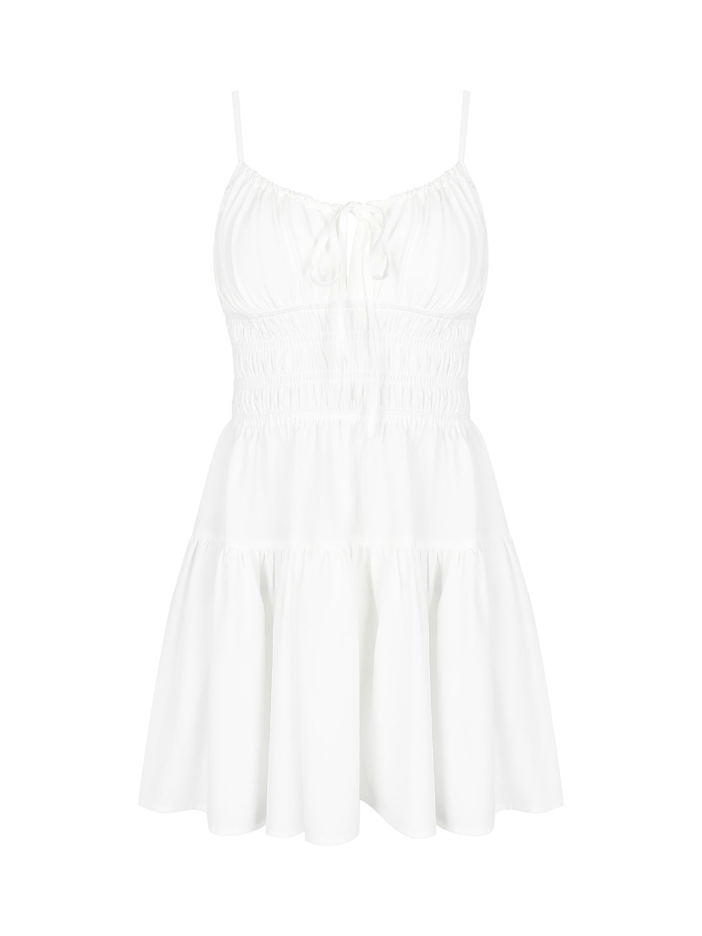Women’s White Spaghetti Strap Mini Dress – Casual Slimming Sundress (S-XL Sizes)