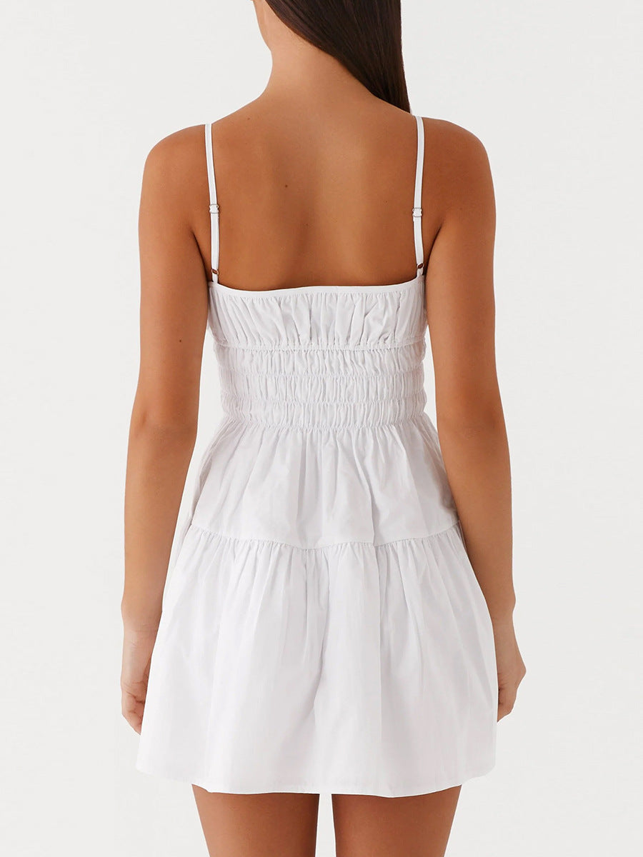 Women’s White Spaghetti Strap Mini Dress – Casual Slimming Sundress (S-XL Sizes)